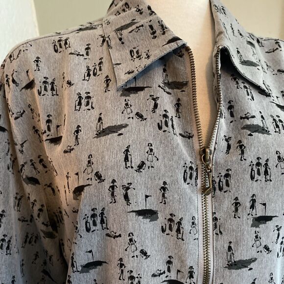 Rare Vintage Line-Up For Sport Golf All Over Print Jacket Bomber Zip Large Grey - Picture 2 of 10